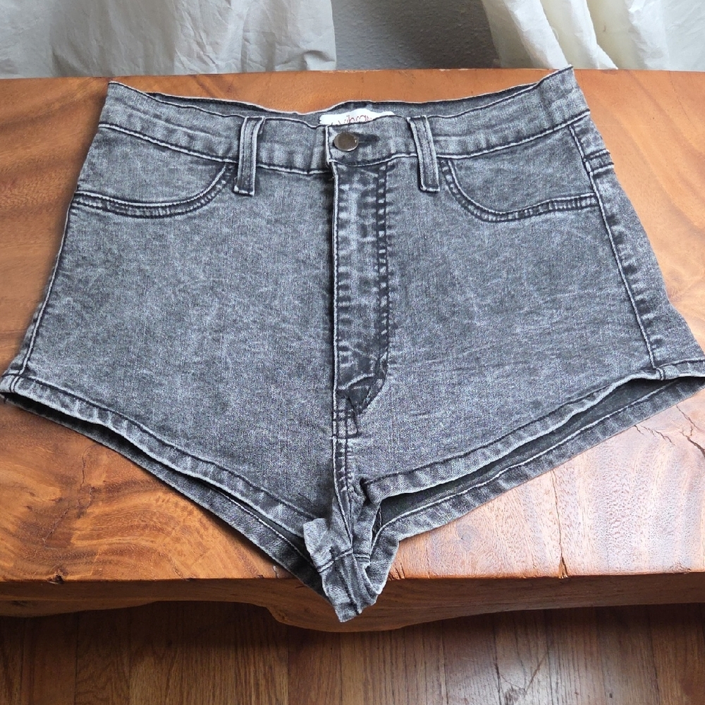 Vibrant High Waist Gray Denim Shorts